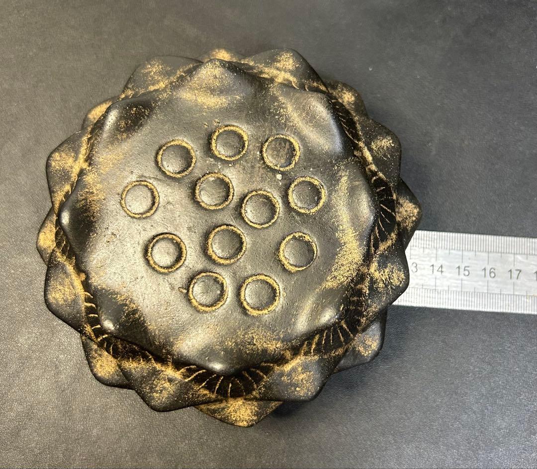 細工彫刻石合掌像蓮華台　縁起物、金運、美術品、旧家蔵出し、お守り、古美術、仏教