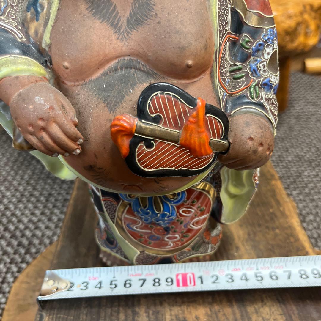 大漁満足　縁起物　九谷焼　陶器製 布袋様 置物 約27㌢　石川県