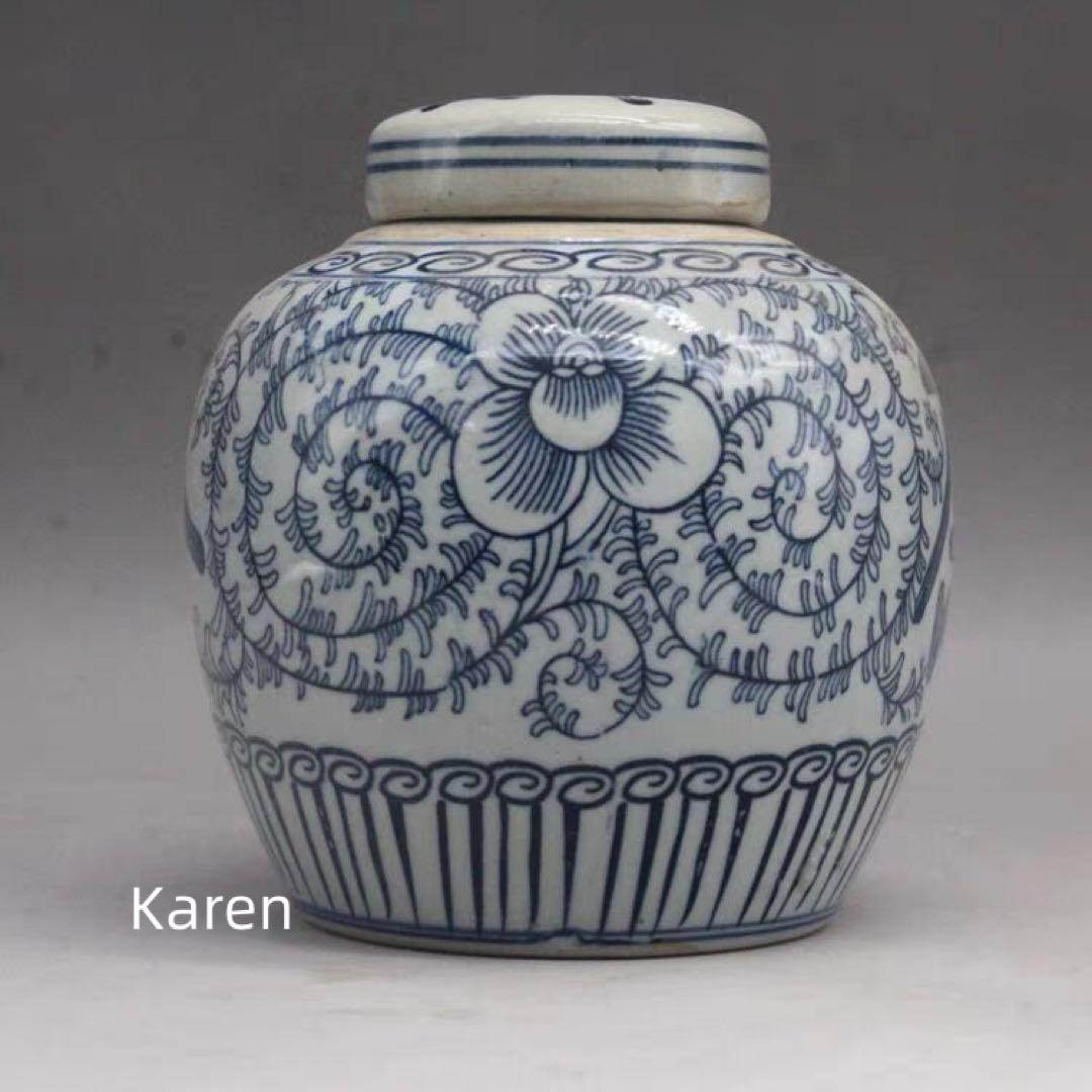 景徳鎮窯青花釉下彩二重喜びが絡まります連茶壺 装飾品 工芸品 美術品 置物