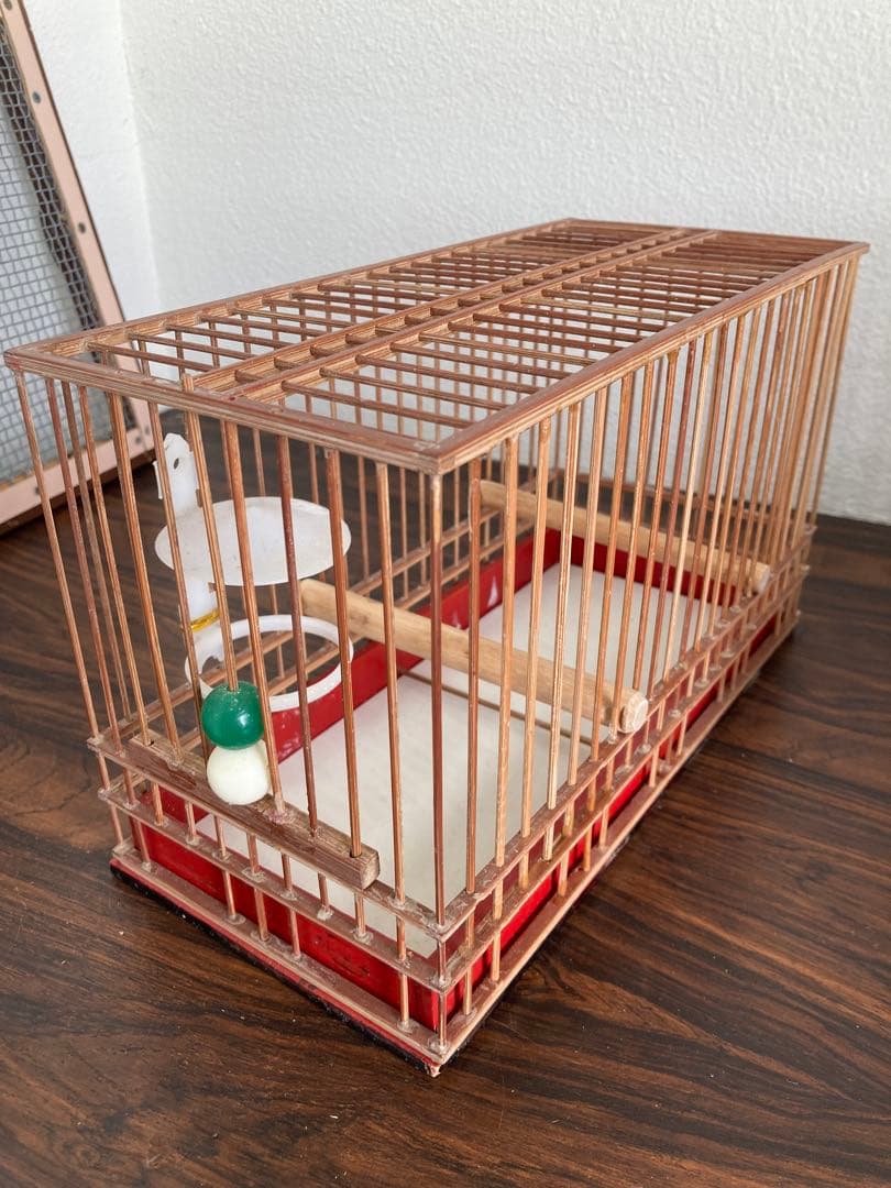 竹細工　メジロ　鳥かご　4個　木製　寝かせ箱　セット