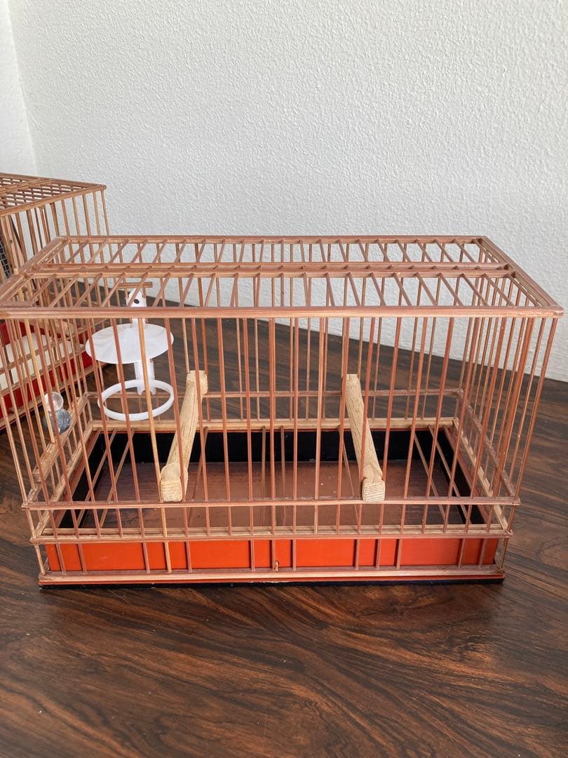 竹細工　メジロ　鳥かご　4個　木製　寝かせ箱　セット