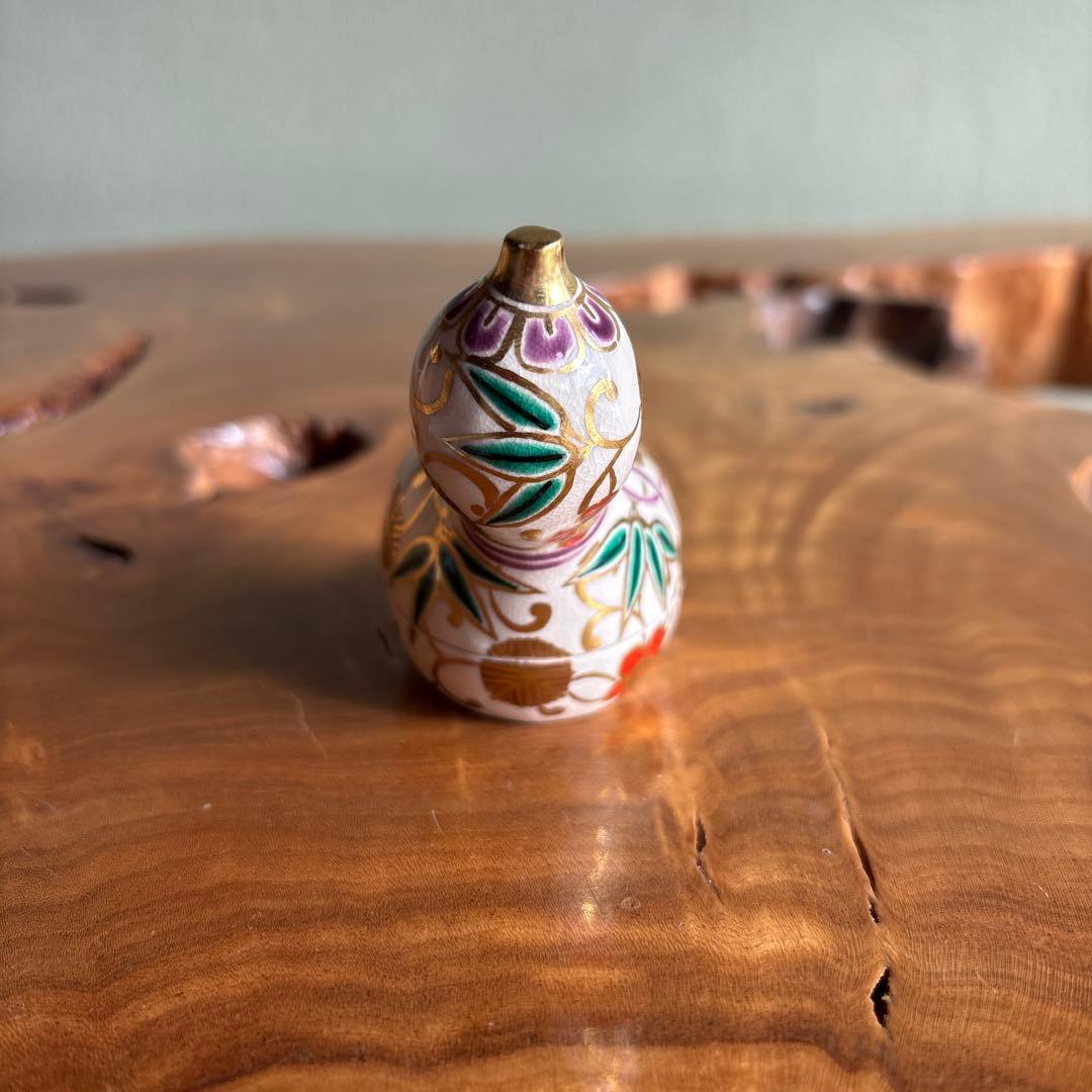 宮川香雲造 瓢香合 松竹梅唐草絵 共箱 茶道具