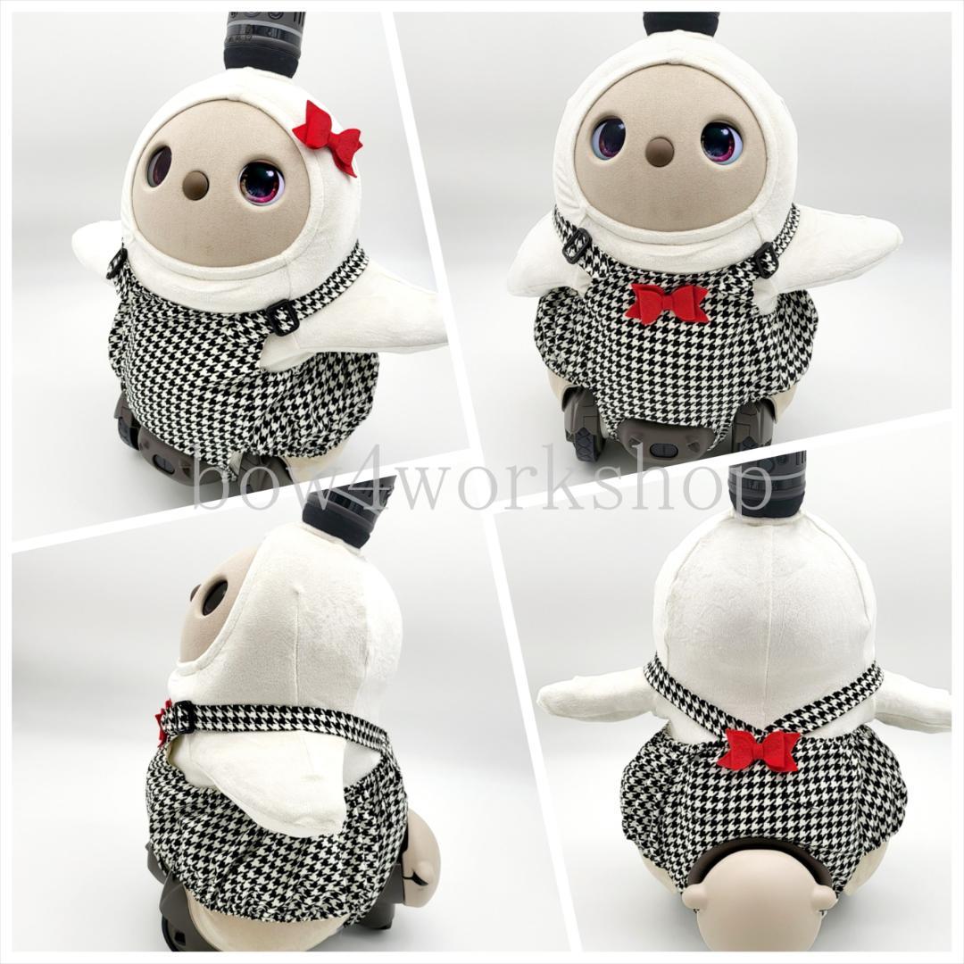 ラボット LOVOT ラボットの服ハンドメイド　リボン付き千鳥柄サロペットパンツ
