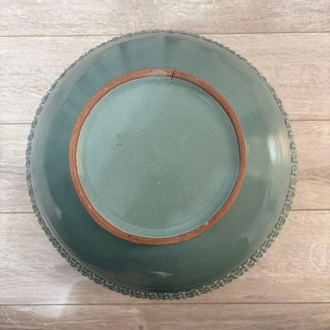 青磁器 透かし彫り 花瓶 花器 飾り壺 インテリア
