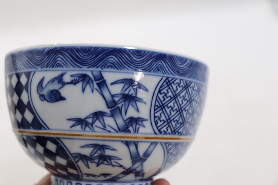 五良大甫呉祥瑞造　染付　お茶碗　京焼　箱付　送料込み260321