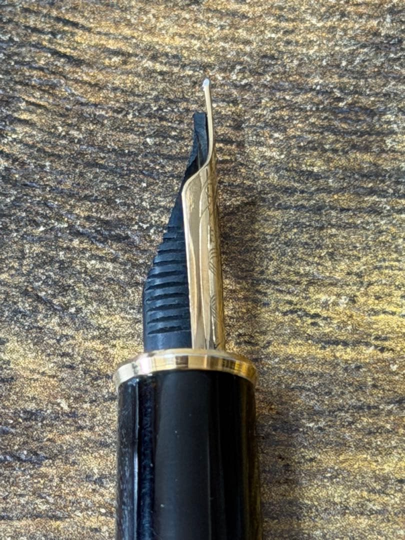 筆記確認&洗浄済　べっ甲柄　セルロイド　18K ゴールド　プラチナ　万年筆　M