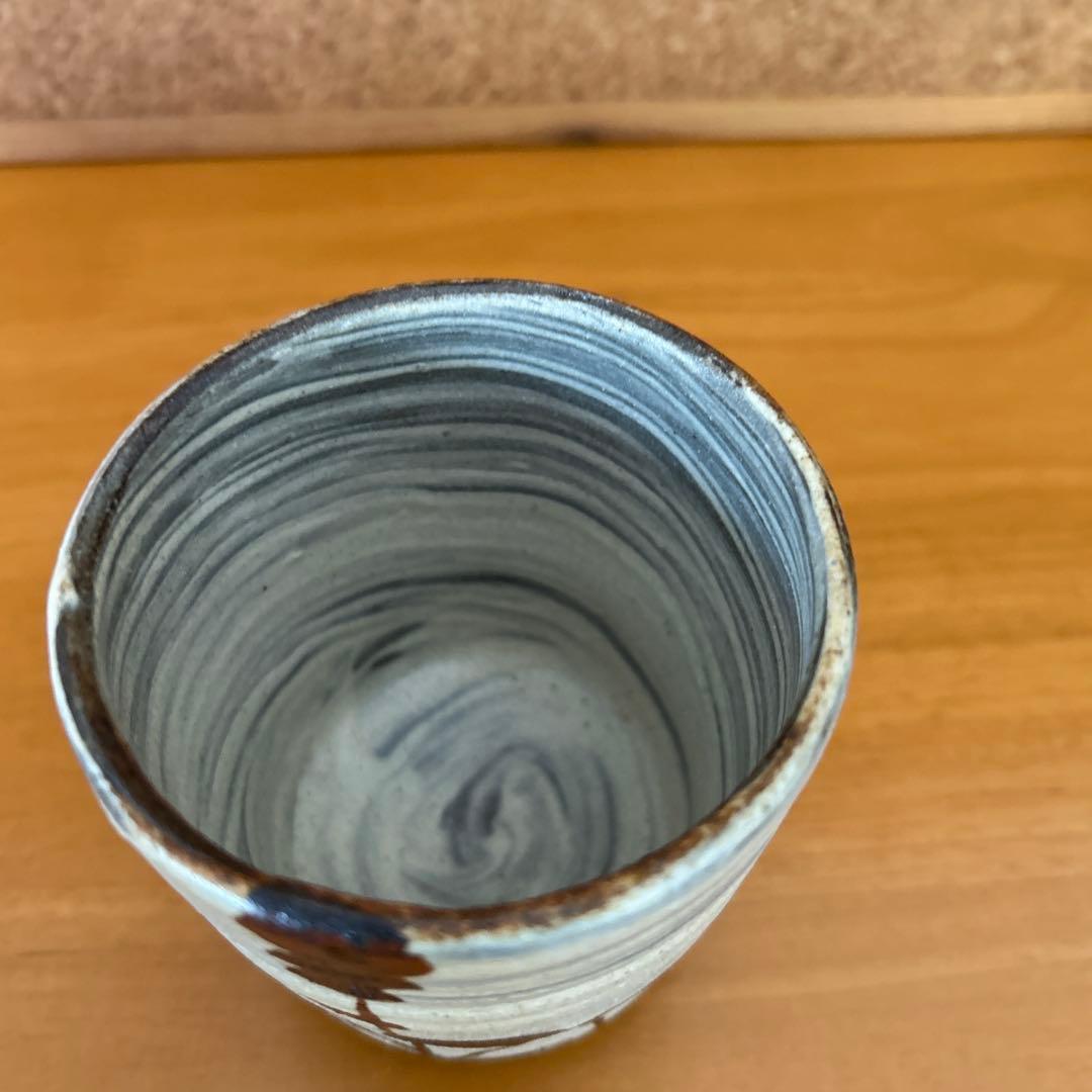 期間限定値下げ中　吉川心水造　鉄絵湯呑　益子焼　陶器 陶芸家