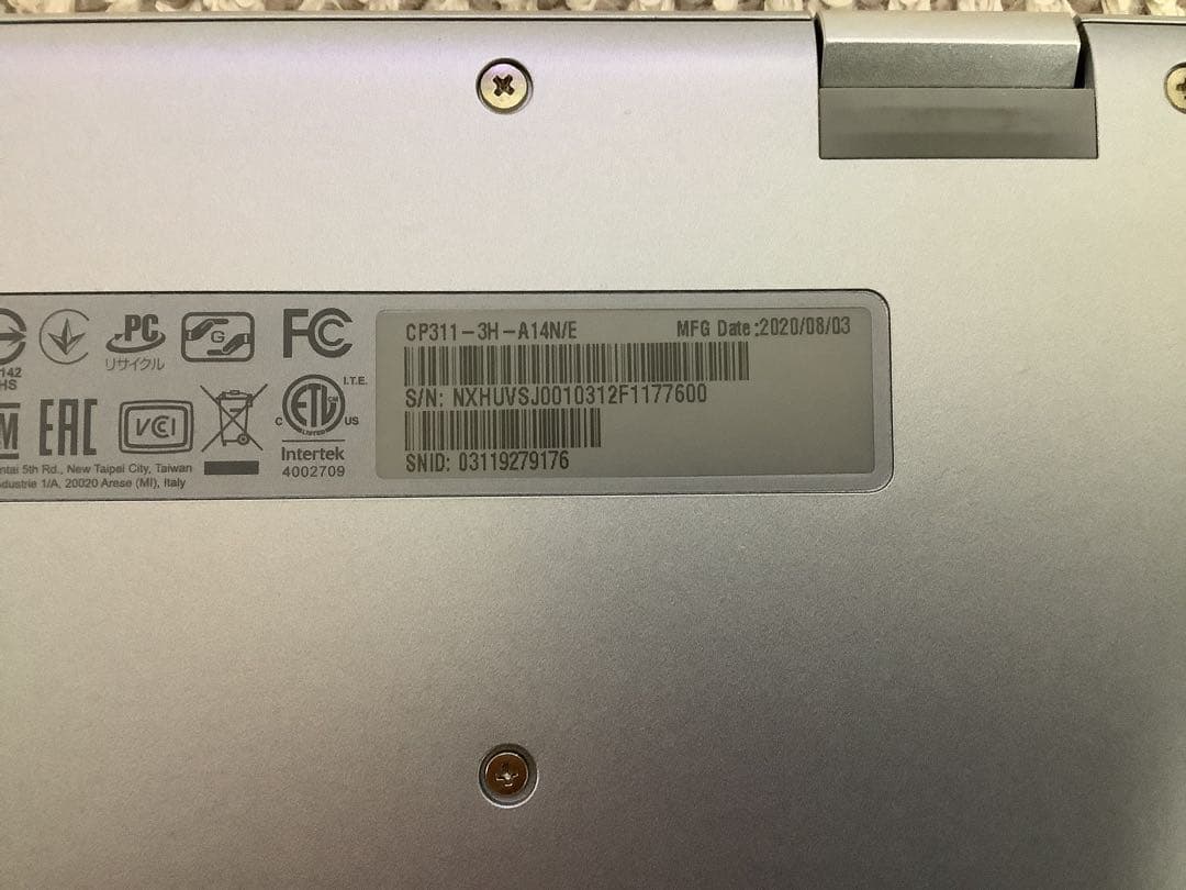 Acer Chromebook 本体 タブレット使用可