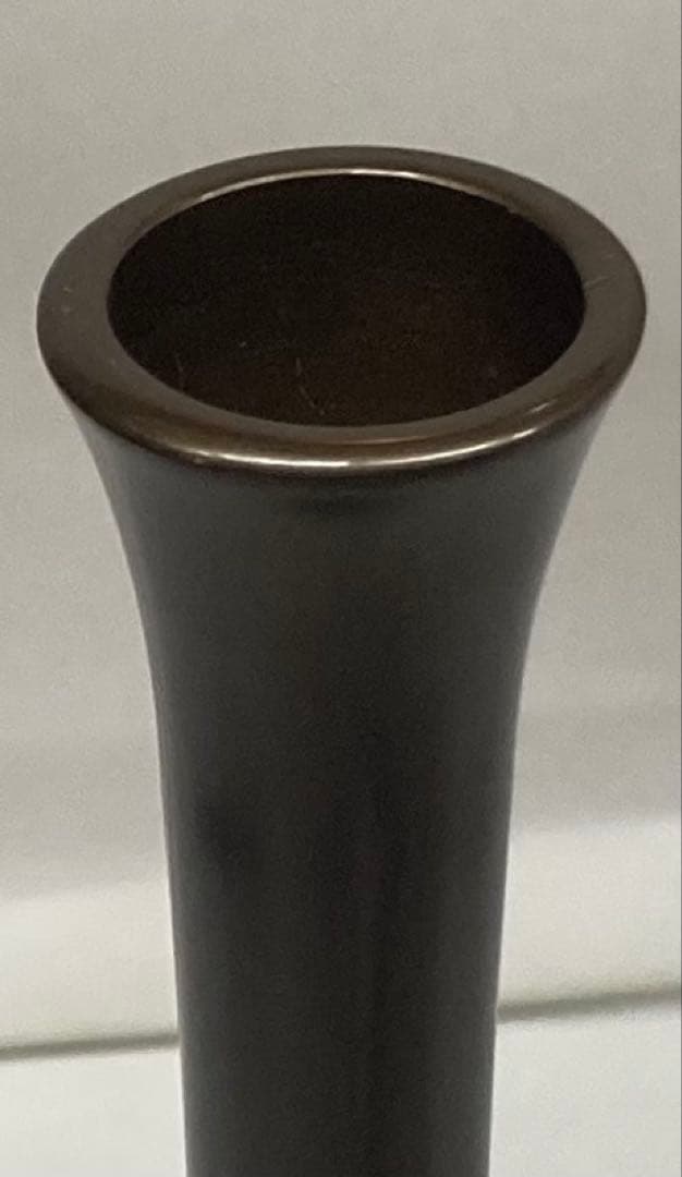 B572b「唐銅 鶴首 花入」金森浄栄作　共箱　鋳師　富山高岡　花器　茶道具
