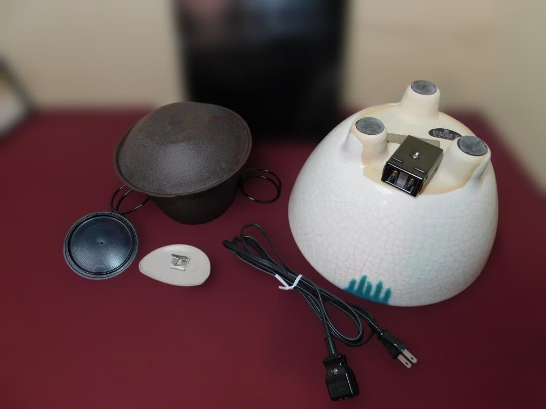 ☆ 創巧野々田さつま織部風炉 電熱器(紅鉢型) 国宝敬典作 富士釜 前瓦送料込み