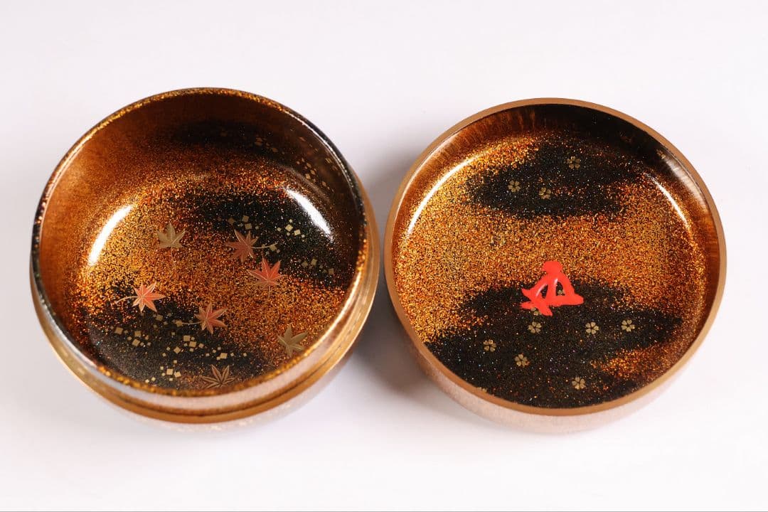 専用【MB286】茶道具 加賀蒔絵 福島一恵 扇面 雲錦蒔絵 平棗 鵬雲斎書付