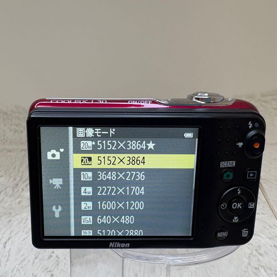 美品　Nikon COOLPIX L30 レッド　単三電池　コンデジ　動作品