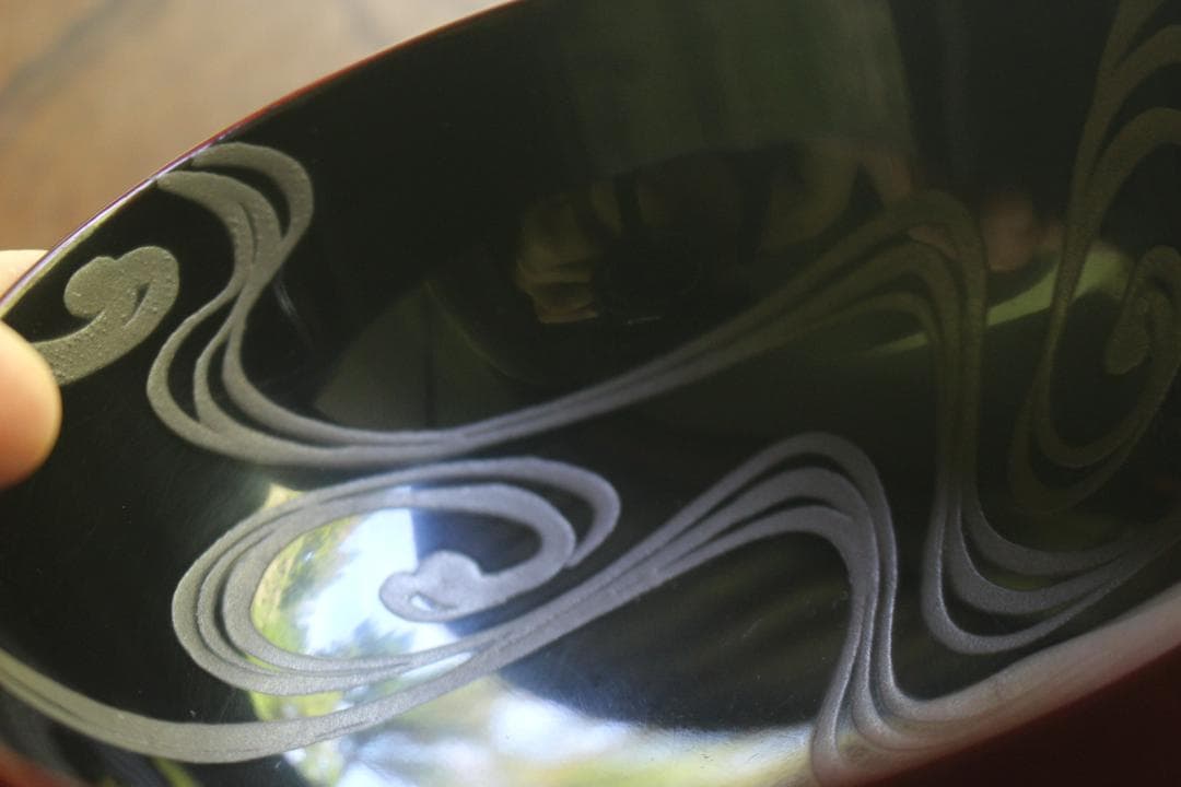小傷有！時代紅溜塗に優美な紅白梅鶯蒔絵の映えるお椀2点（検輪島塗京塗蒔絵椀