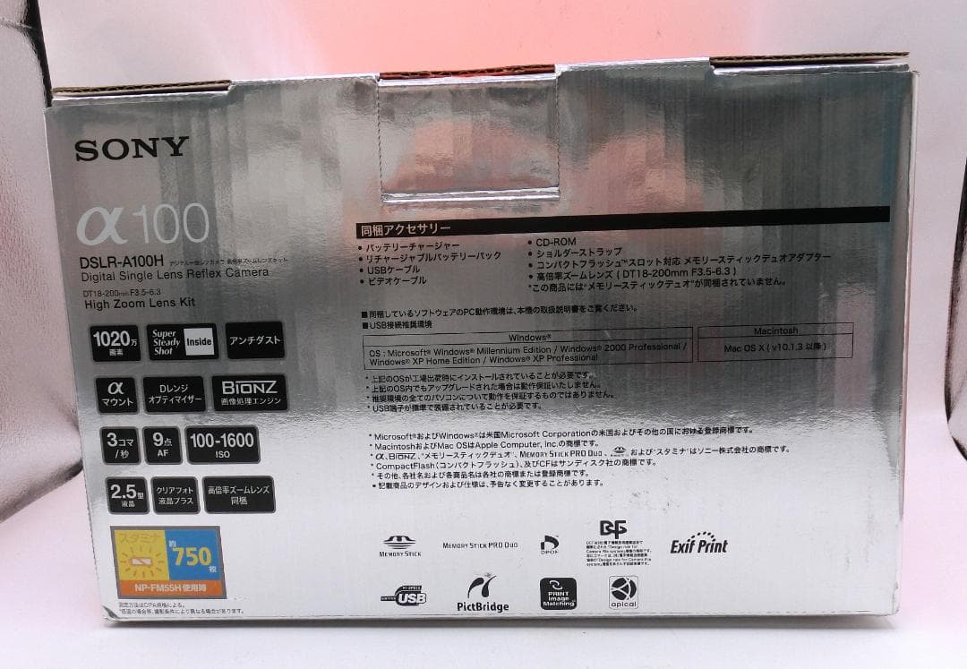 B 　カメラ　SONY　α１００　付属品、ケース、箱、説明書あり　動作確認済