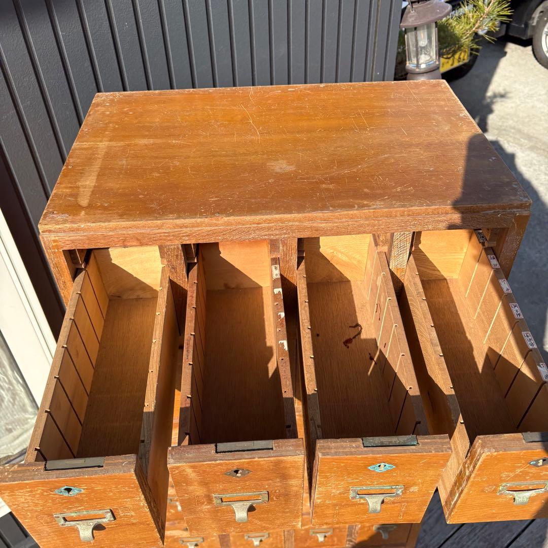 昭和レトロ 安田生命什器 1963年製 多段引き出し 書類棚 薬箱 古家具古道具