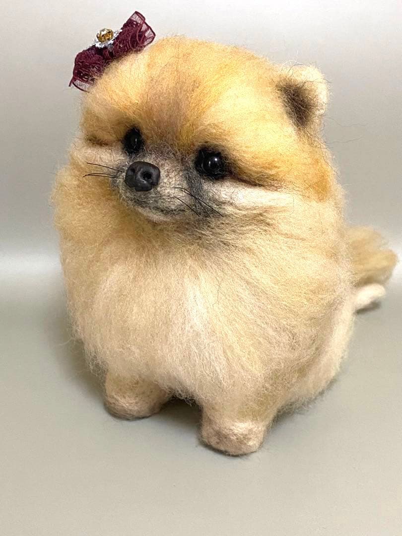 羊毛フェルト ポメラニアンちゃん　オレンジ色　パピーちゃん