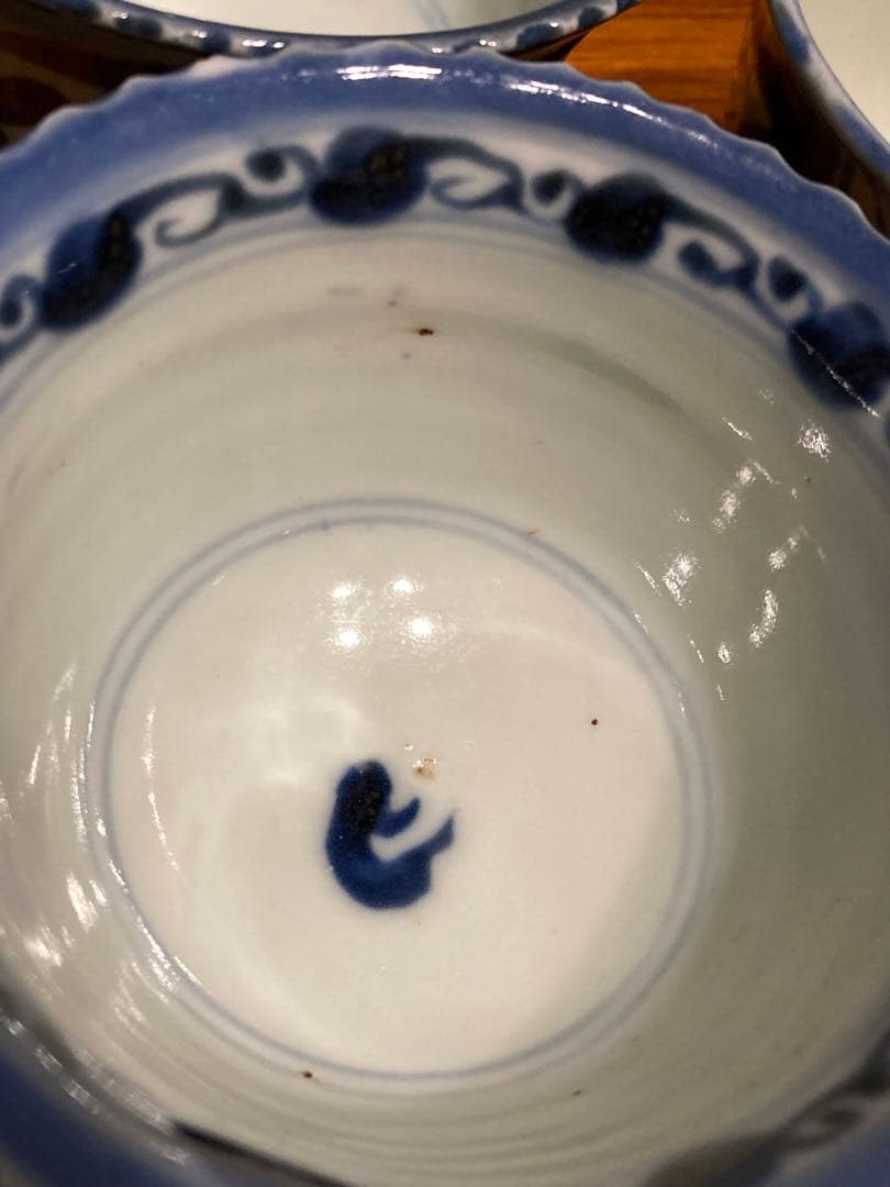古伊万里 蕎麦猪口 7点 染付 兎 蝶