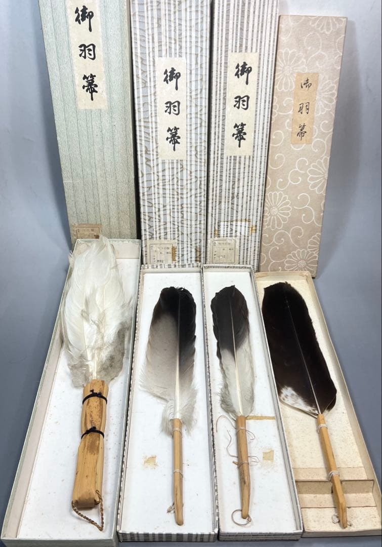 W*o様 羽箒 掴羽根 4点 茶道具 三ツ羽根 茶道具 保管品
