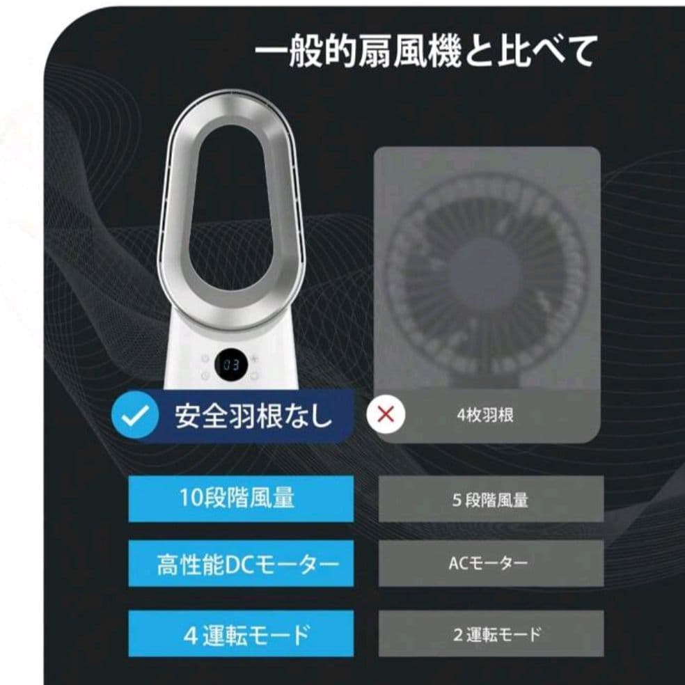 羽根なしタワーファン DCモーター 10段階風量