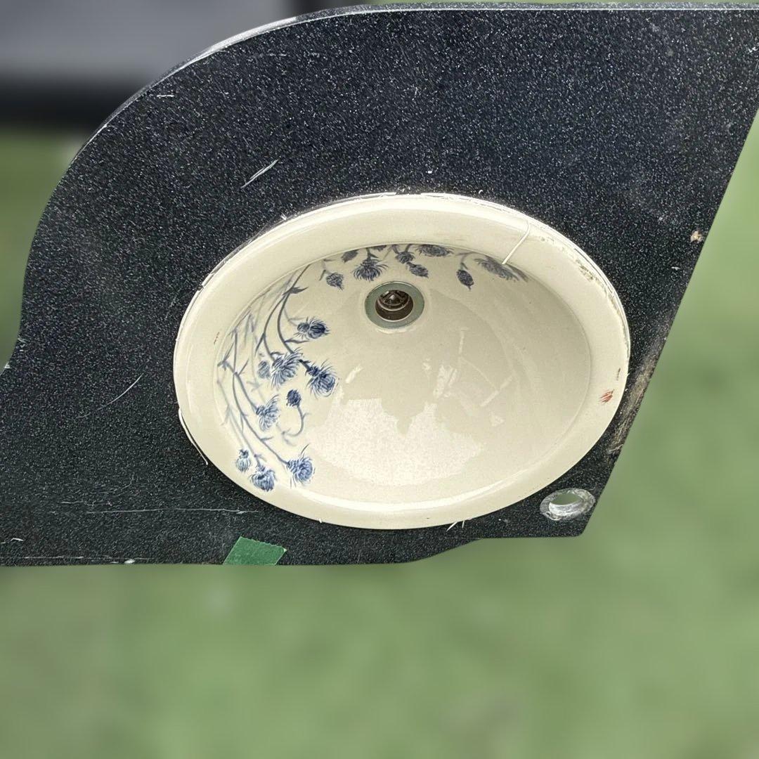 陶器製 洗面ボウル 青い花模様 陶器洗面台 手洗い器