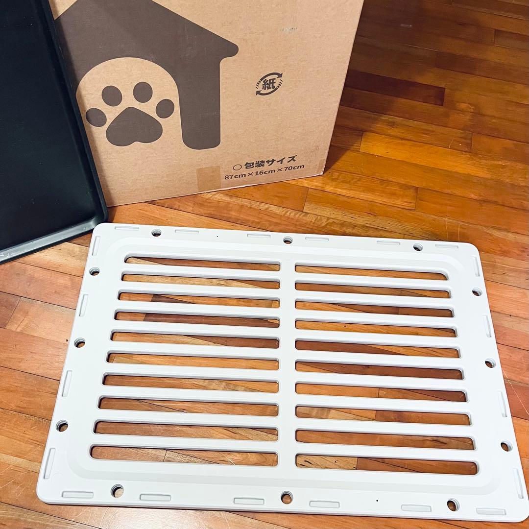 MAZOT 樹脂製ペットケージ 犬用 サークル キャスター付き ホワイト グレー