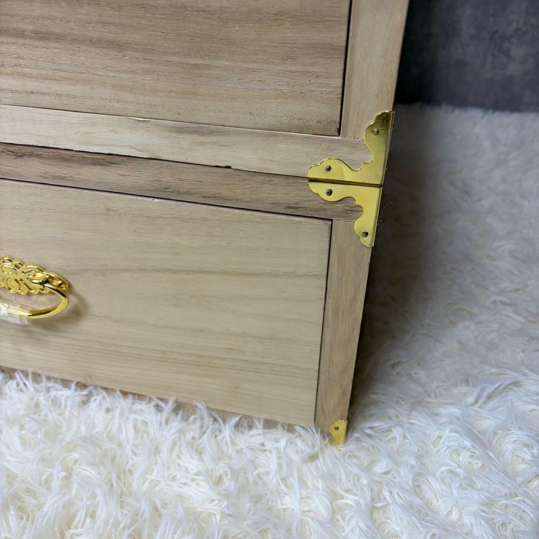 【新品未使用】桐箪笥 2段引き出し チェスト 金色装飾