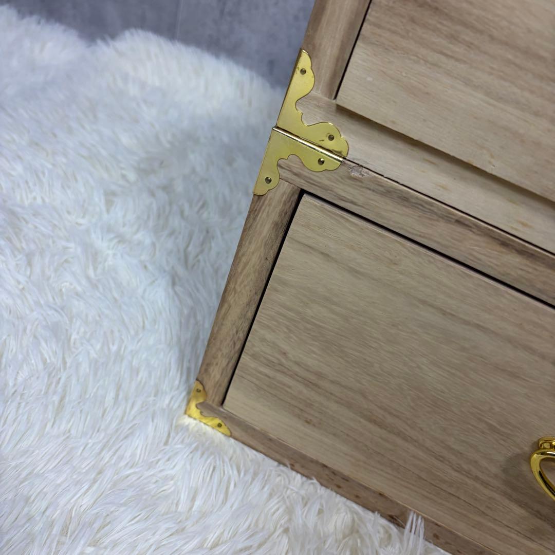 【新品未使用】桐箪笥 2段引き出し チェスト 金色装飾