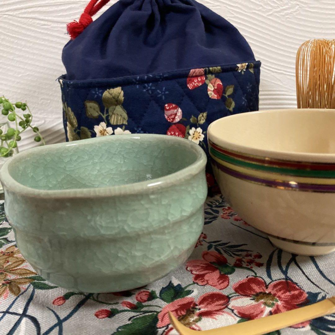 茶道具　野天用　巾着入りセット
