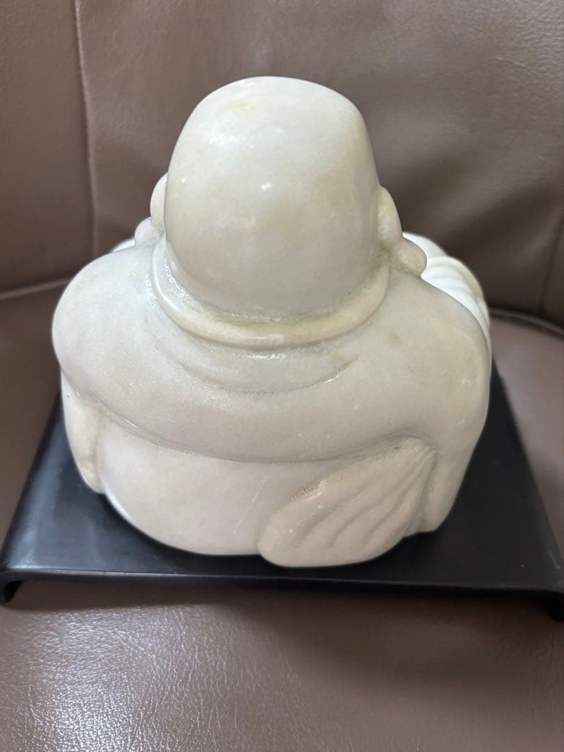 骨董　石製　布袋様　置物　高さ16cm 重さ3.3kg 緑がかった白色