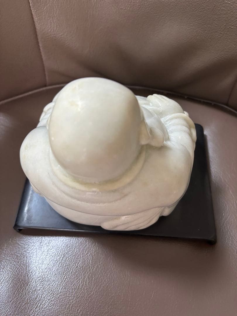 骨董　石製　布袋様　置物　高さ16cm 重さ3.3kg 緑がかった白色