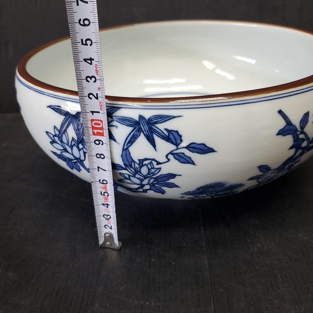 明窪田様　　 手塚祥堂 染付 四仙花文 平水指 水指 茶道具 35