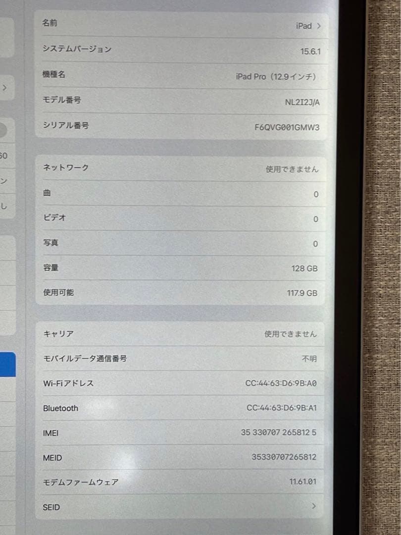 iPad Pro 12.9 第1世代 ジャンク 128GB セルラーモデル　美品