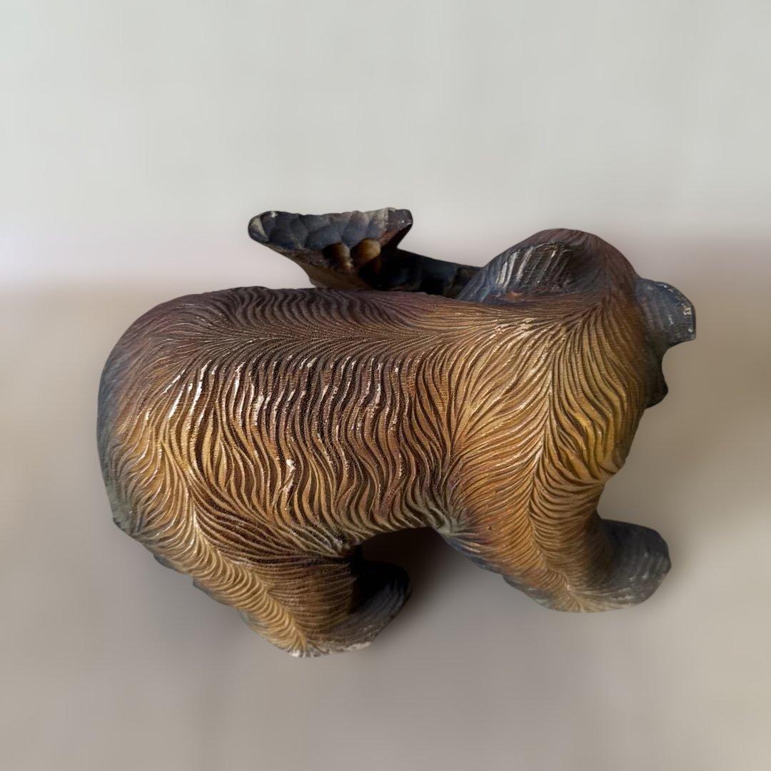 昭和レトロ 北海道民芸品 アイヌ民族の木彫り 熊 置物 KIBORI BEAR