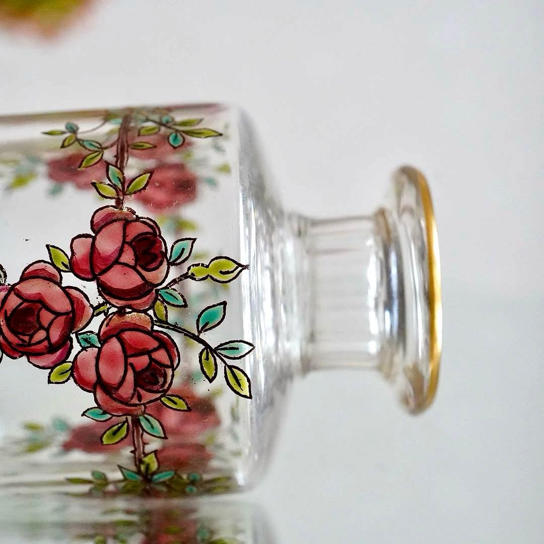 美品★極希少 オールドバカラ BACCARAT 香水瓶 L 薔薇文 ルビーの指輪