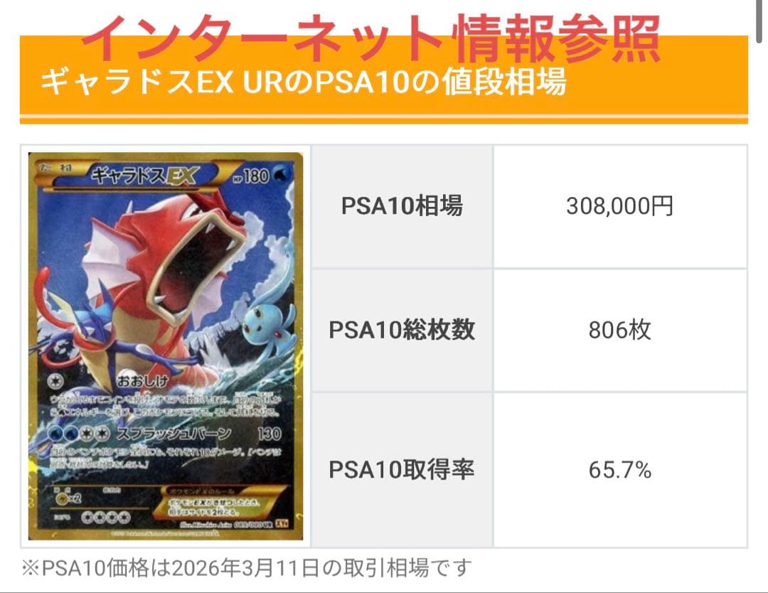 破天の怒り／ギャラドスex／金枠UR／希少【PSA10】