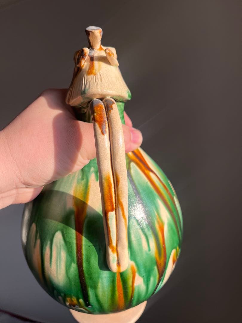三彩鳳首執壺　陶芸　骨董品　古美術
