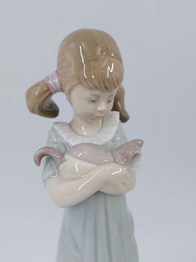 【美品】LLADRO リヤドロ No.5743 私のことも忘れないで 猫 女の子
