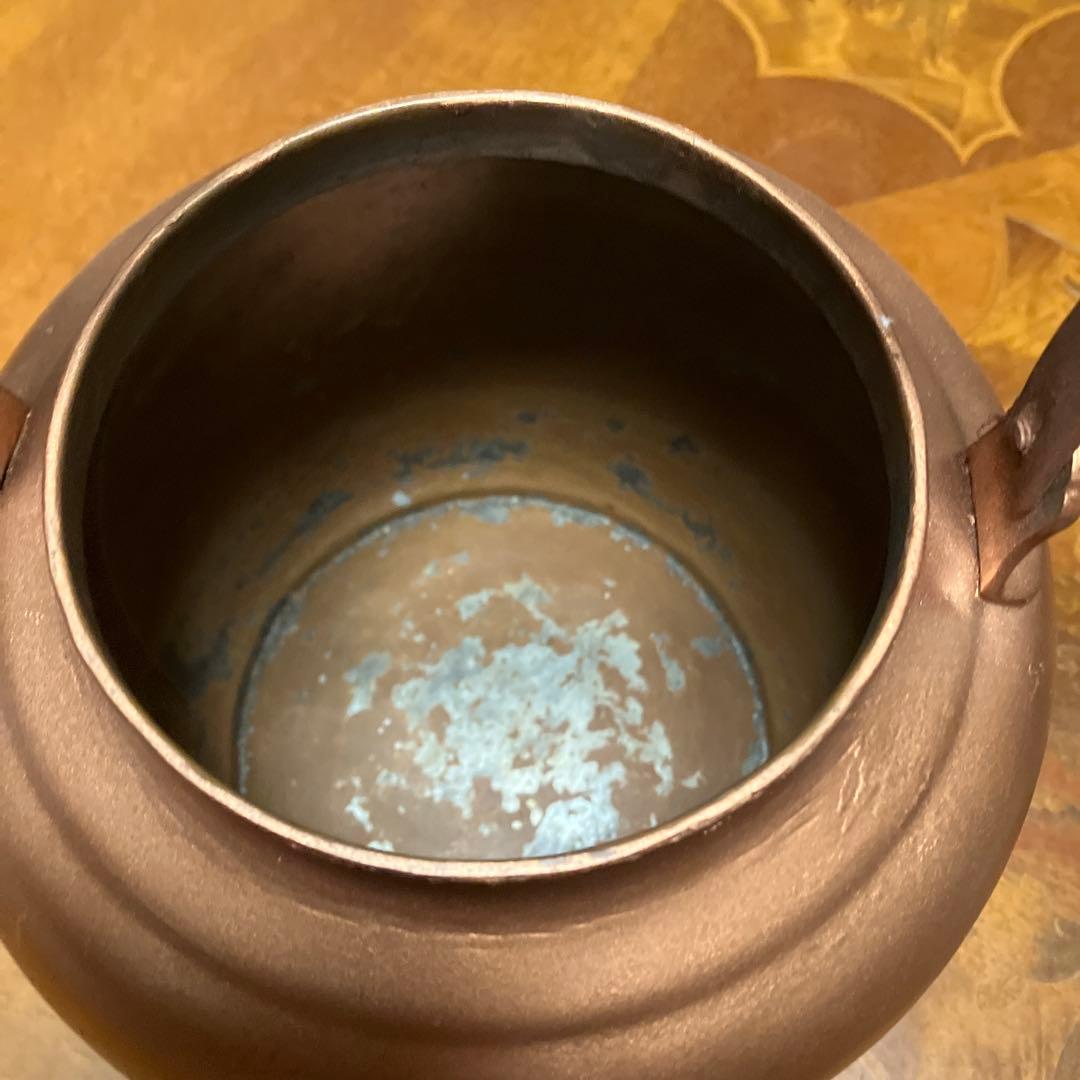銅製 丸みを帯びた薬罐　ポット　美品