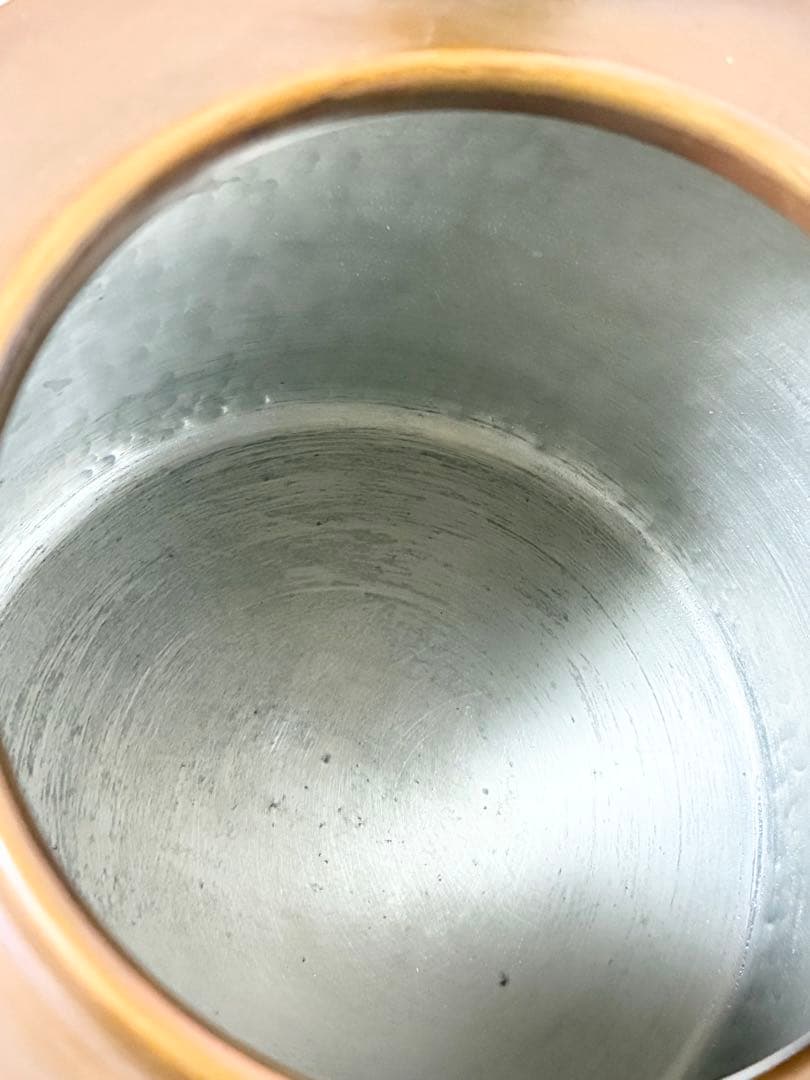 四代 北越堂 本間弘　鎚起銅器 湯沸 筒型　湯沸　薬缶　共箱