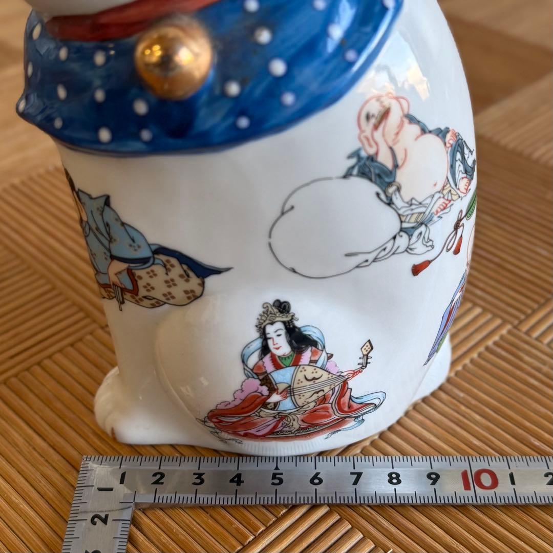 SNT1623 伊万里焼 招き猫 置物 陶器 右手 商売繁盛 縁起物 古伊万里