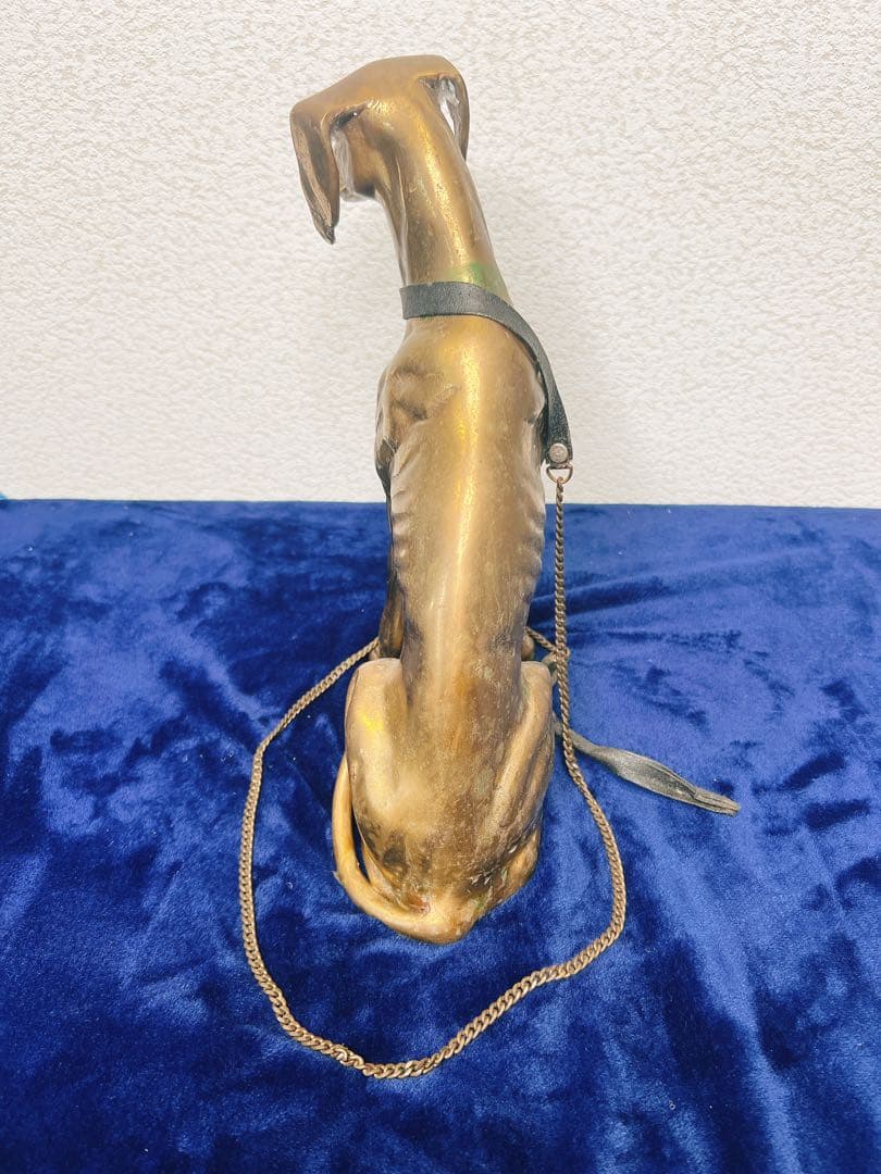 真鍮製 アンティーク グレイハウンド 犬 28cm 置物 コレクション