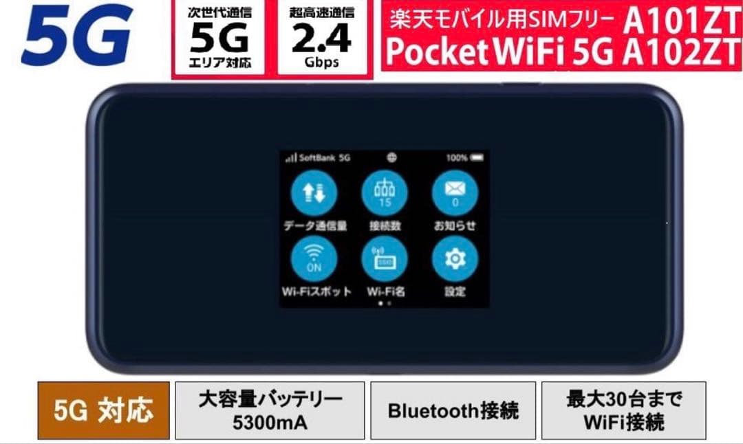 Pocket WiFi 5G 本体とUSBケーブル