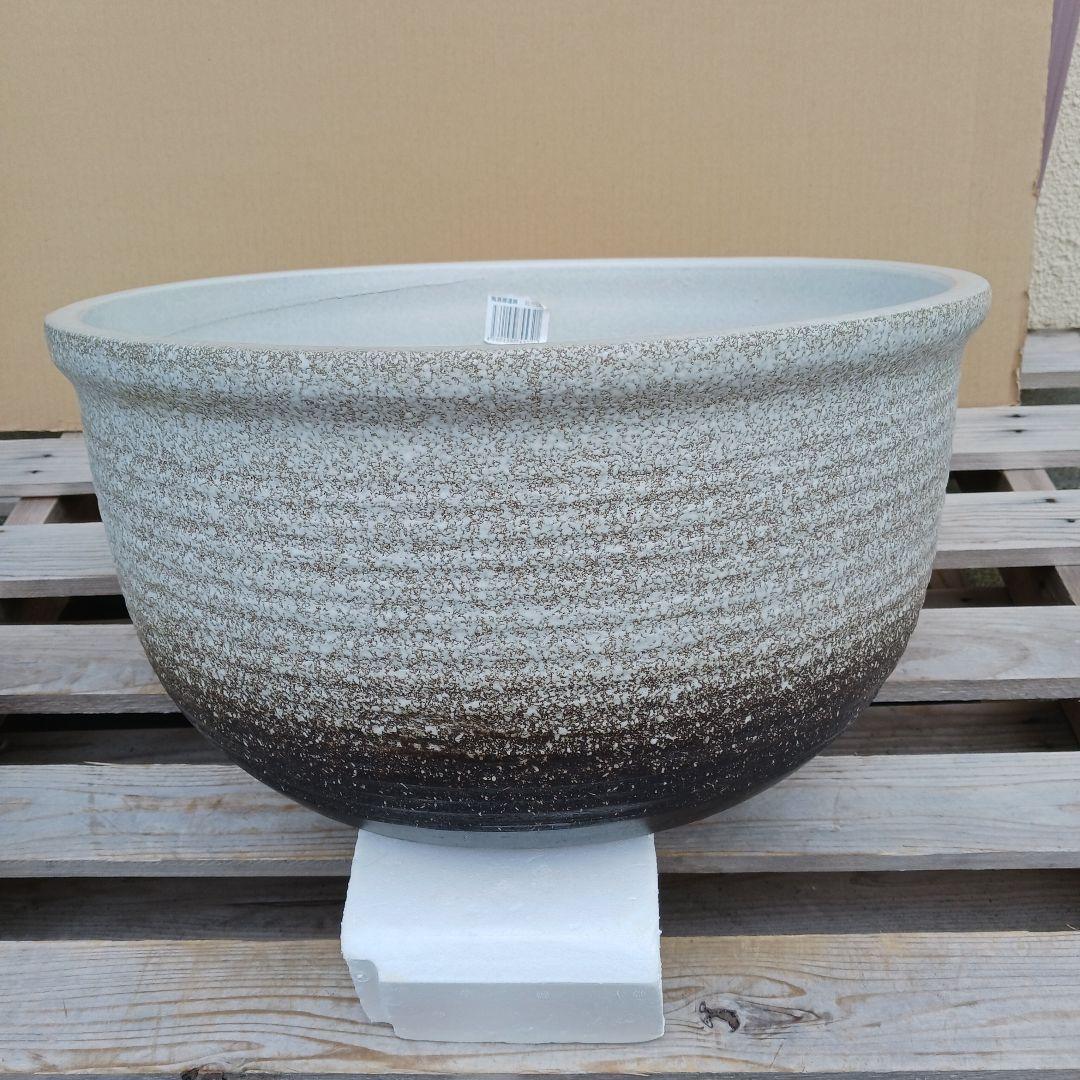 新品　∅51　陶器　睡蓮鉢　特大　難有　メダカ鉢　白　ホワイト　ルーバー　LWH