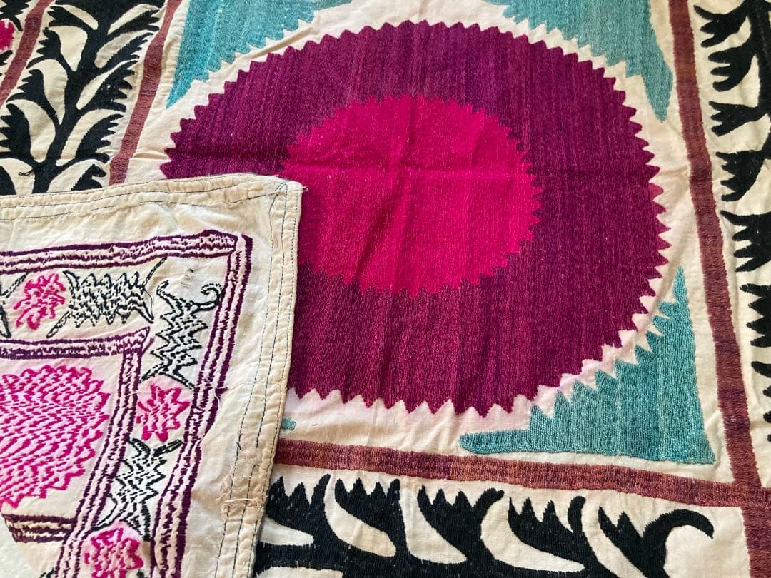 【特価】【汚れあり】スザニ(刺繍布)ヴィンテージ ウズベキスタン製